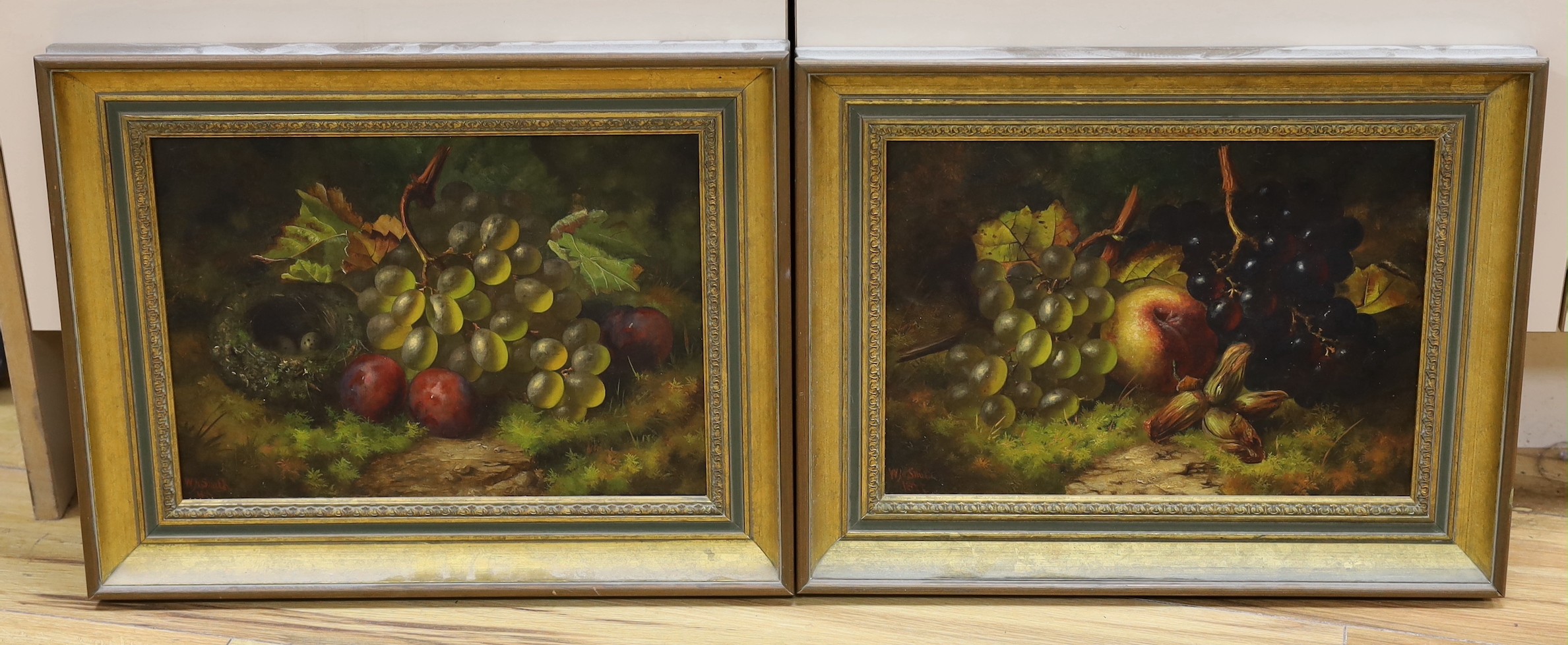 William Hardy Smith (19th C.), pair of oils on canvas, Still life of fruit and nuts, signed and dated 1877, 24 x 34cm